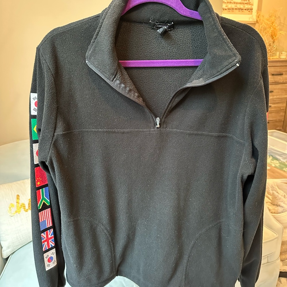 Forever 21 Black Fleece Quater Zip